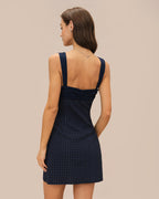 Plaid Mini Dress with Blue Sweetheart Neckline