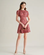 Floral Ruffle Chiffon Mini Dress in Pink