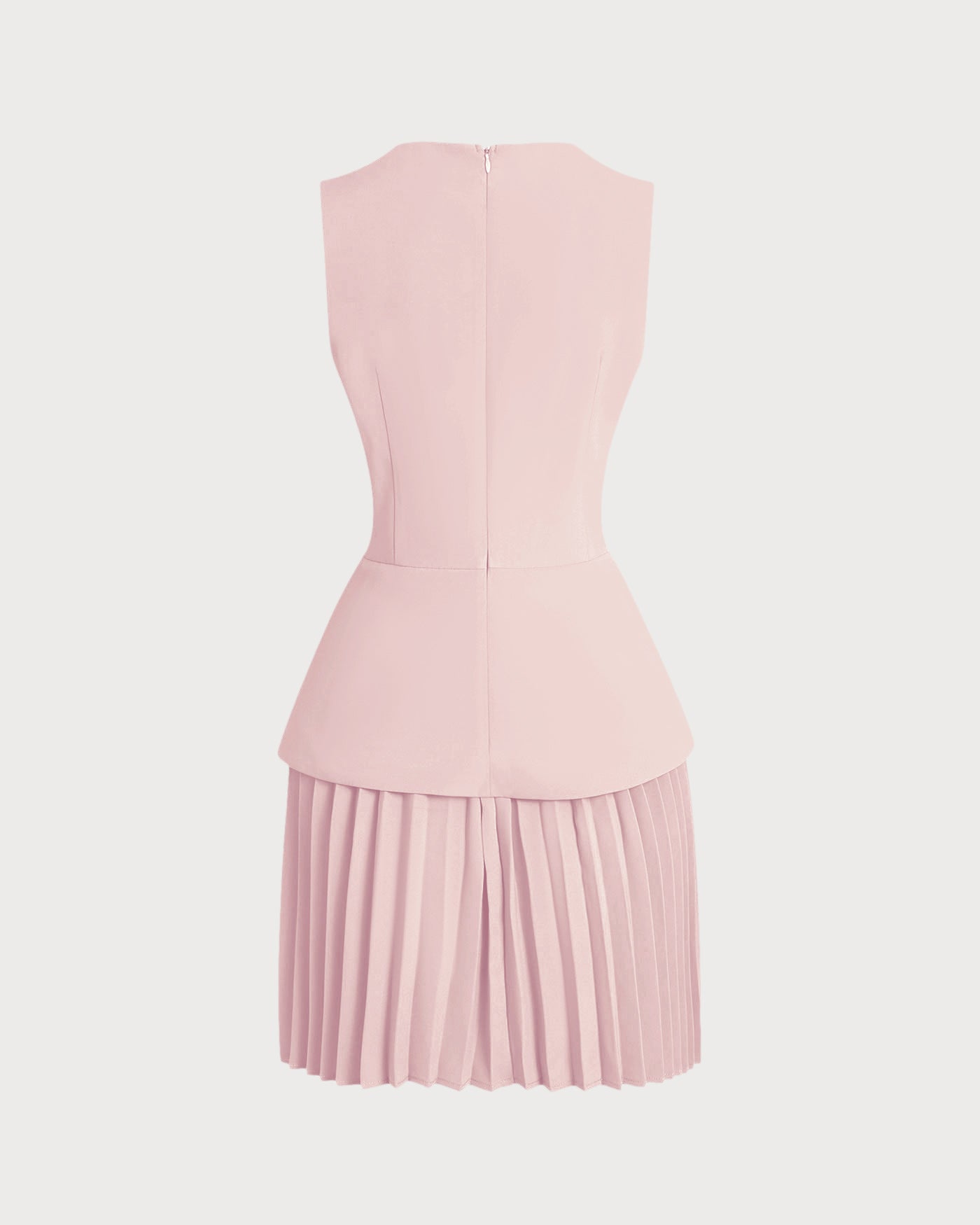 Pink Skater Mini Dress with Round Neck