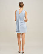 One-Shoulder Satin Mini Dress in Blue
