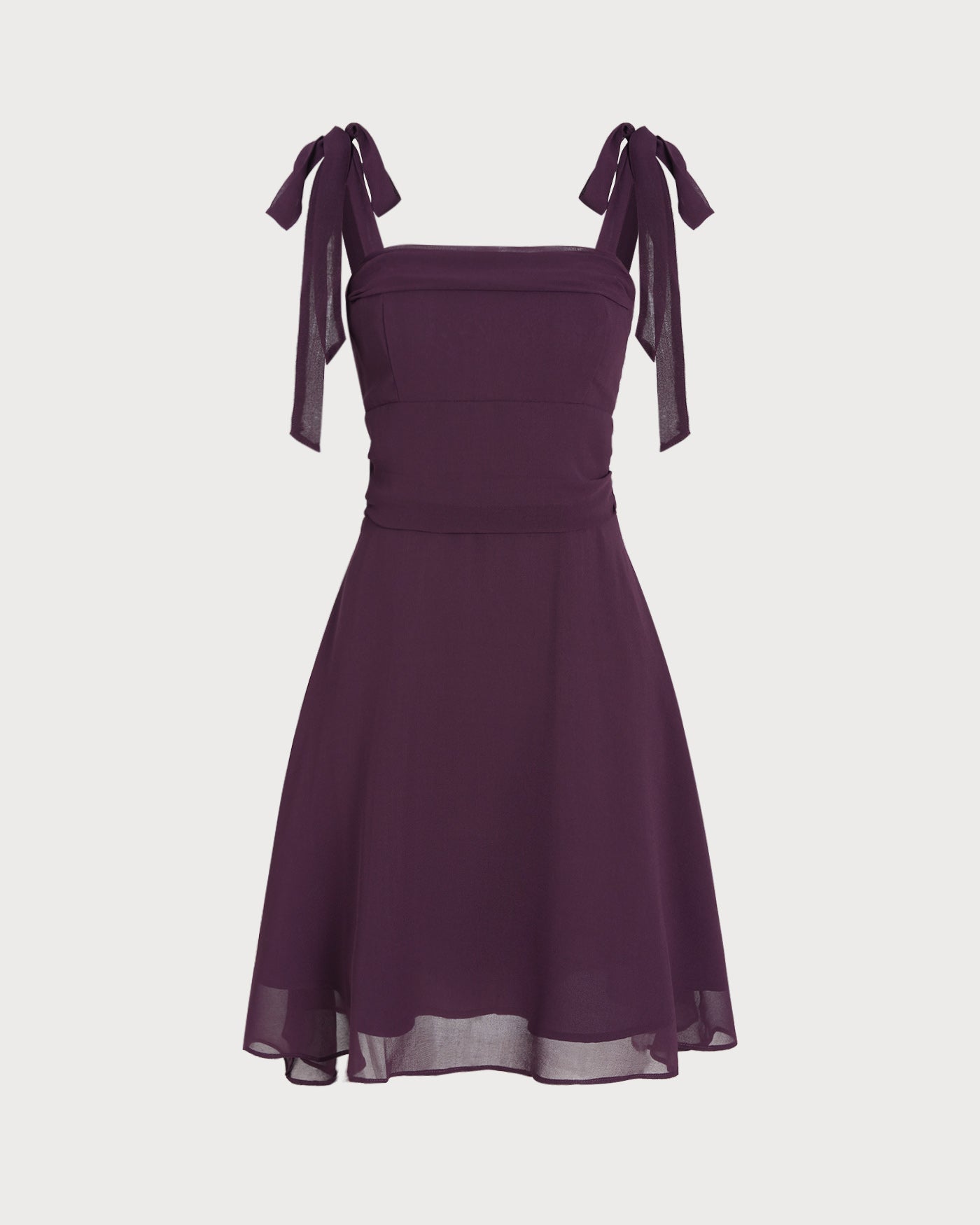 Chiffon Mini Dress with Purple Tie Straps