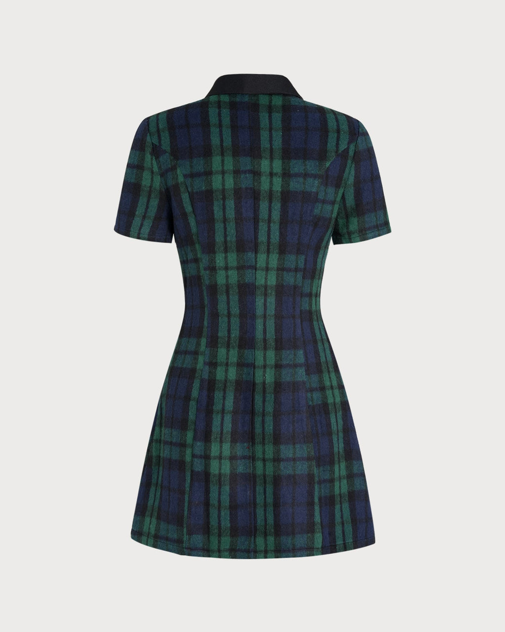 Mini Dress with Green Plaid Collar