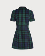 Mini Dress with Green Plaid Collar