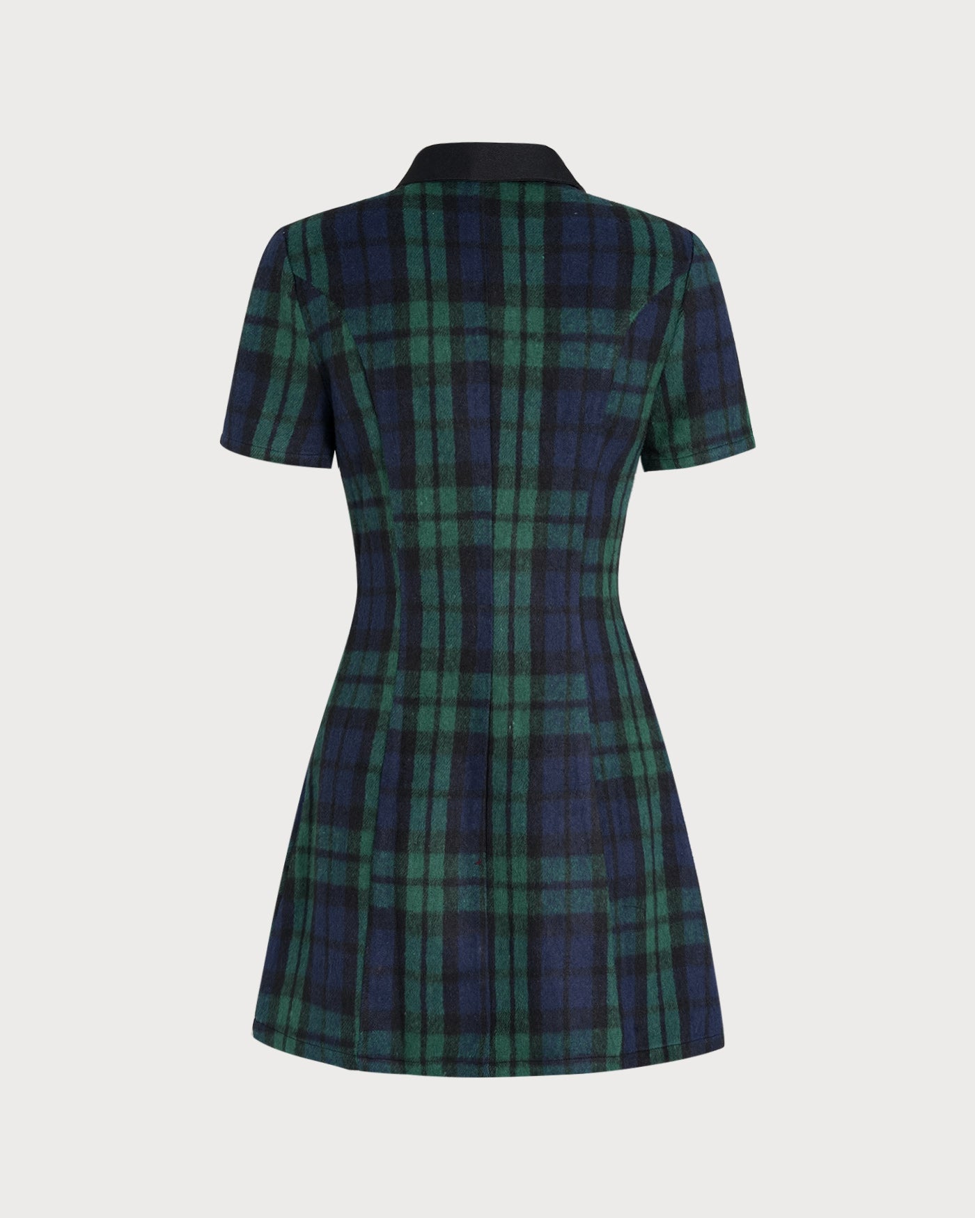 Mini Dress with Green Plaid Collar