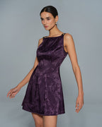 Floral Mini Dress in Purple with Sleeveless Design
