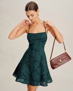 Emerald Jacquard Mini Slip Dress