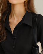 Black A-Line Mini Dress with Contrasting Details