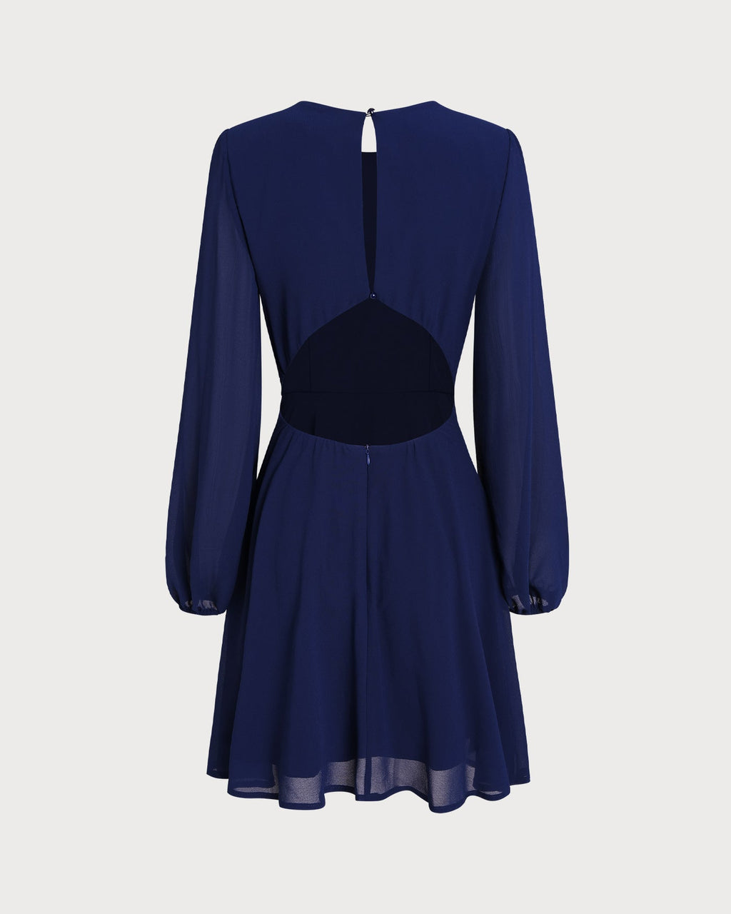 Backless A-Line Mini Dress in Blue Chiffon