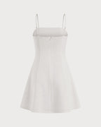 White A-Line Mini Dress with Zipper Detail