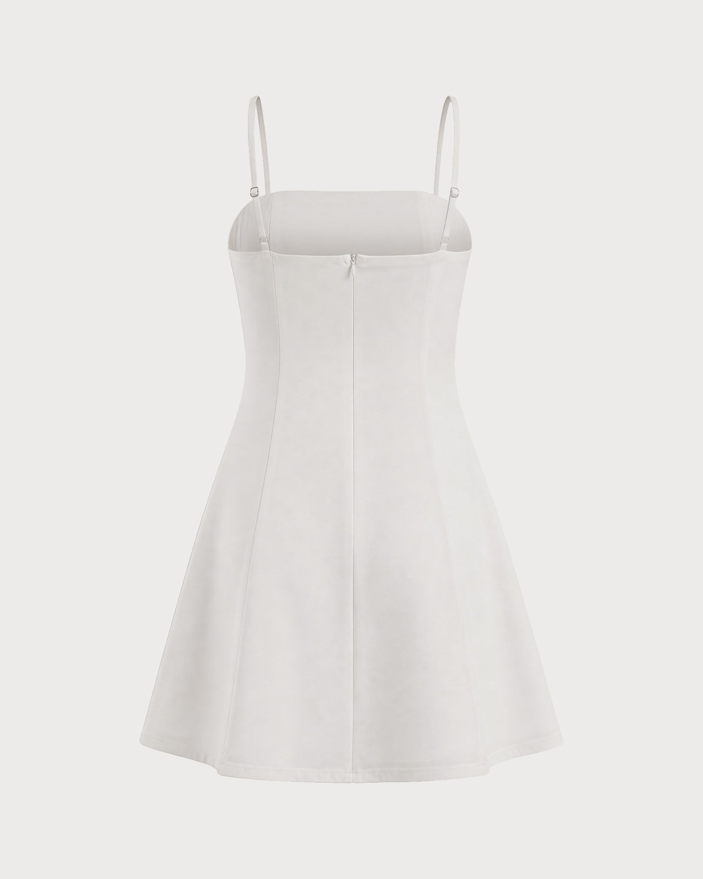 White A-Line Mini Dress with Zipper Detail