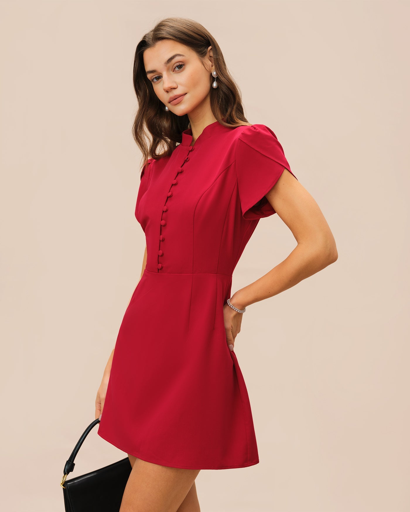 Mini Dress with Red Petal Sleeves