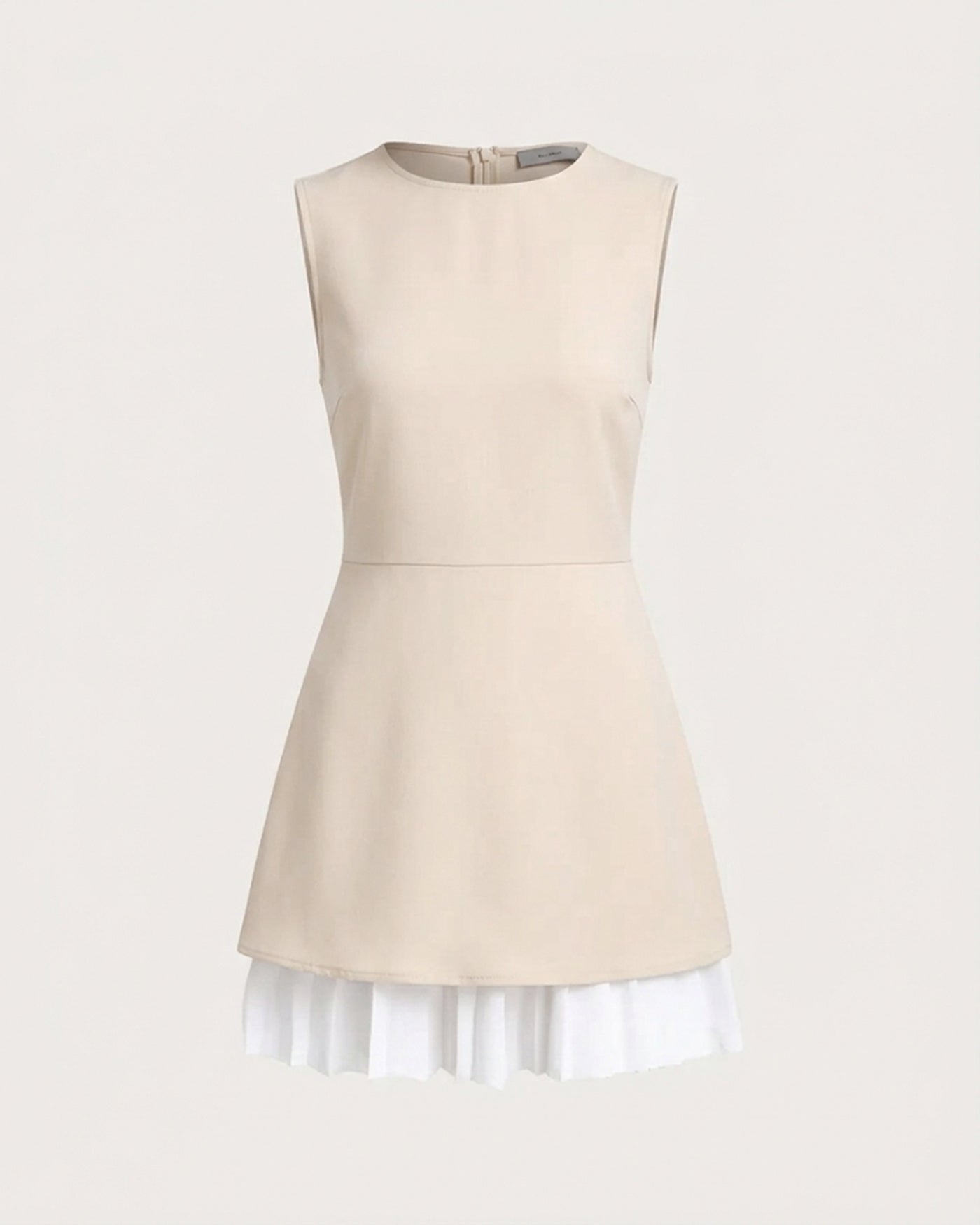 Women's Pleated Mini Dress with Apricot Color Block Design