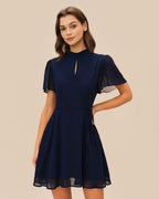 Mini Dress with Blue Butterfly Sleeves