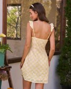 Yellow Plaid Ruffled Sleeveless Mini Dress