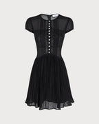 Sheer Black Chiffon Mini Dress