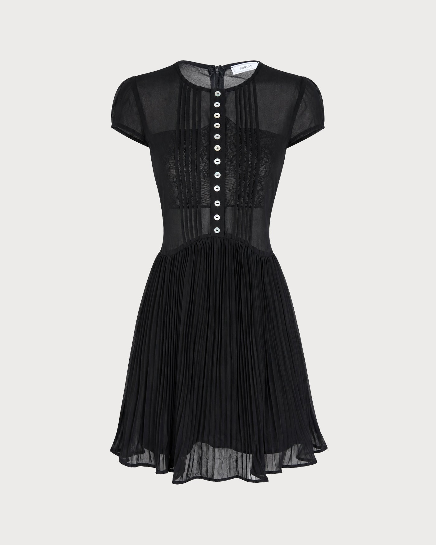 Sheer Black Chiffon Mini Dress