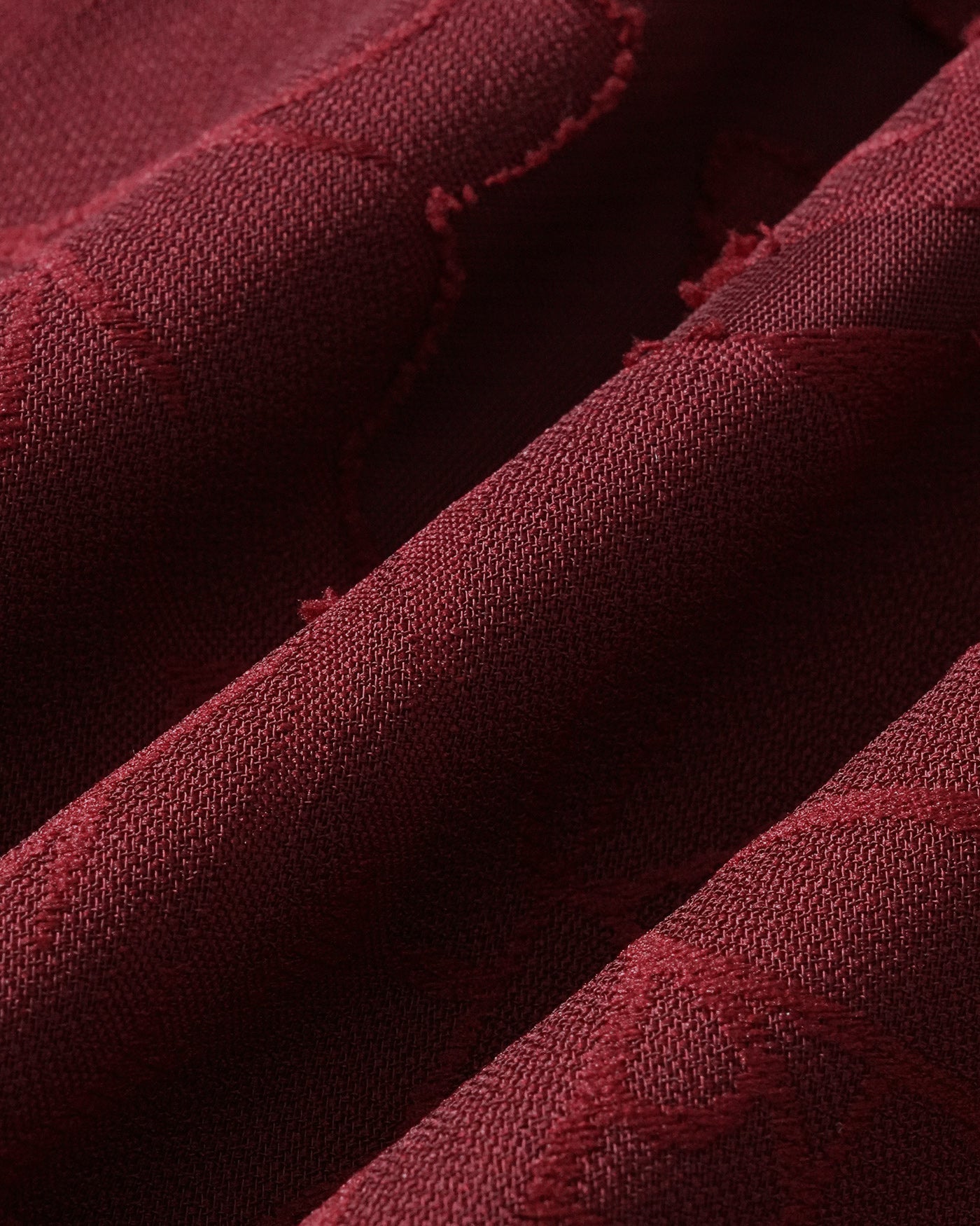 Wine Red Jacquard Mini Dress with Square Neckline