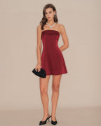 Red Strapless A-Line Short Dress