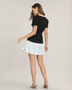 Contrasting Mini Dress with Black Square Neck