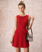 Crimson Gathered Mini Dress