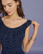 Navy Polka Dot Ruffled Mini Dress