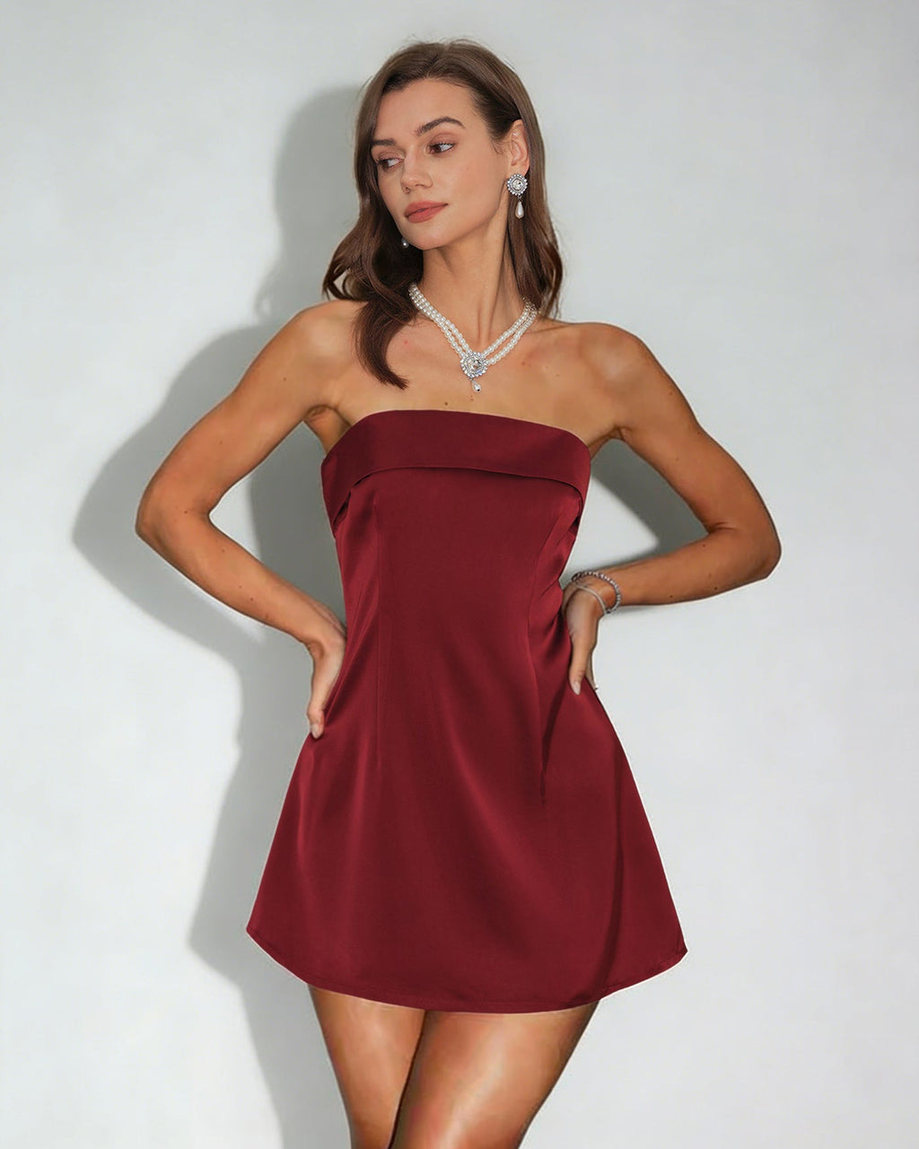 Red Strapless A-Line Short Dress