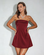 Red Strapless A-Line Short Dress