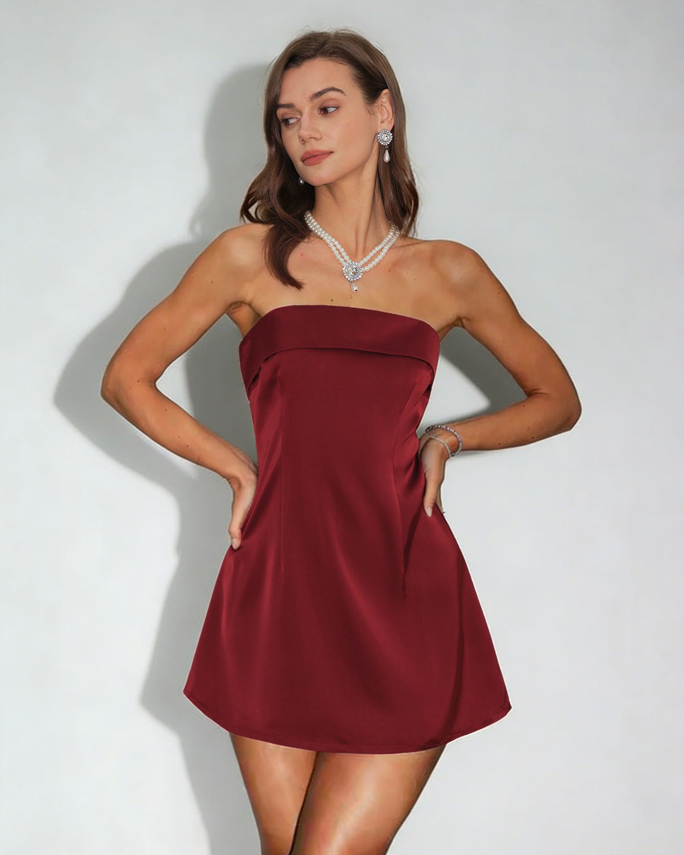 Red Strapless A-Line Short Dress