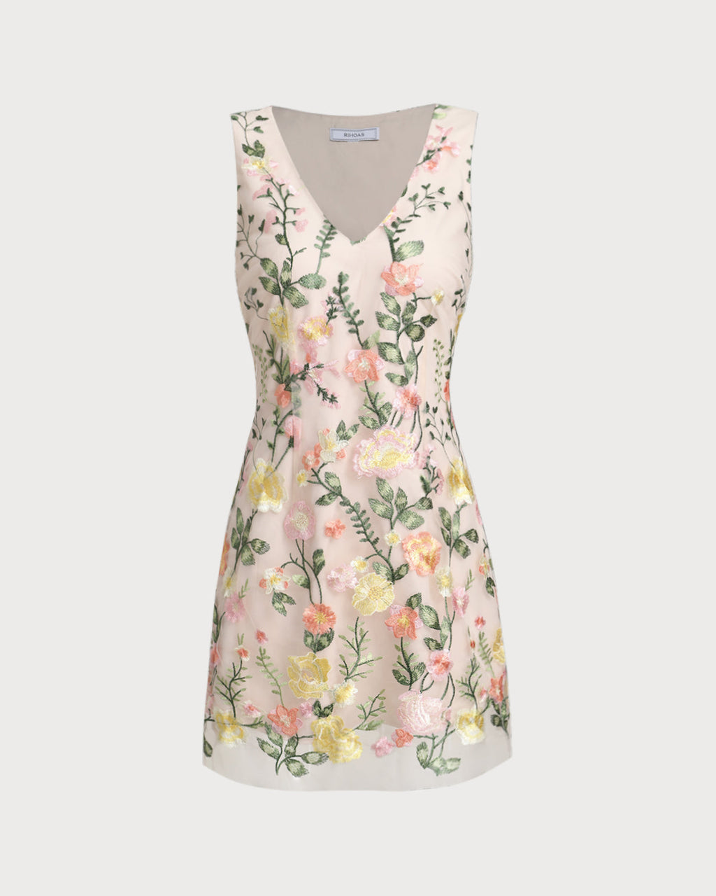 Floral Sleeveless Mini Dress in Yellow with V-Neck