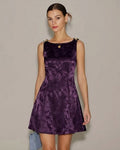 Floral Mini Dress in Purple with Sleeveless Design