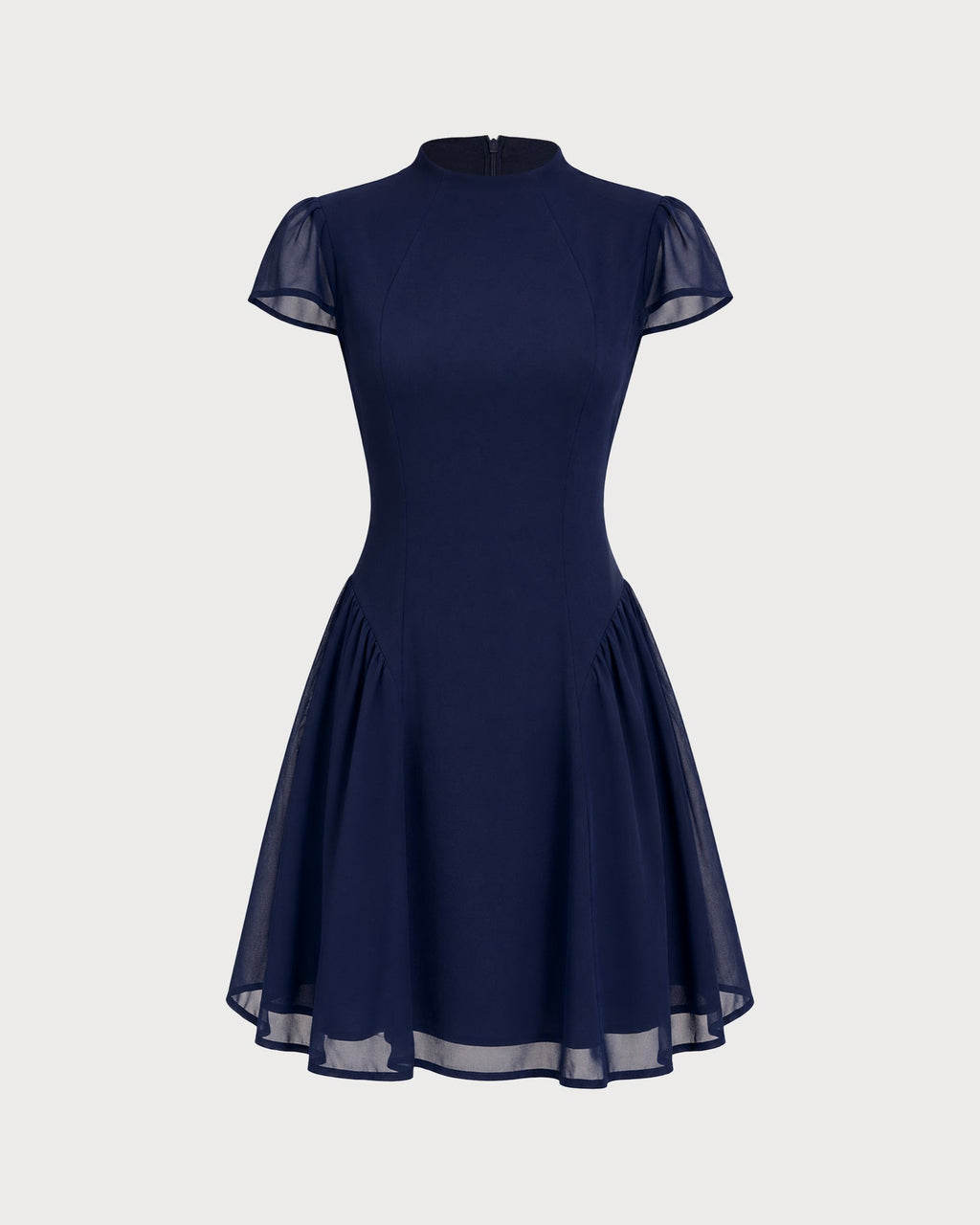 Ruched A-Line Mini Dress in Blue Turtle Print
