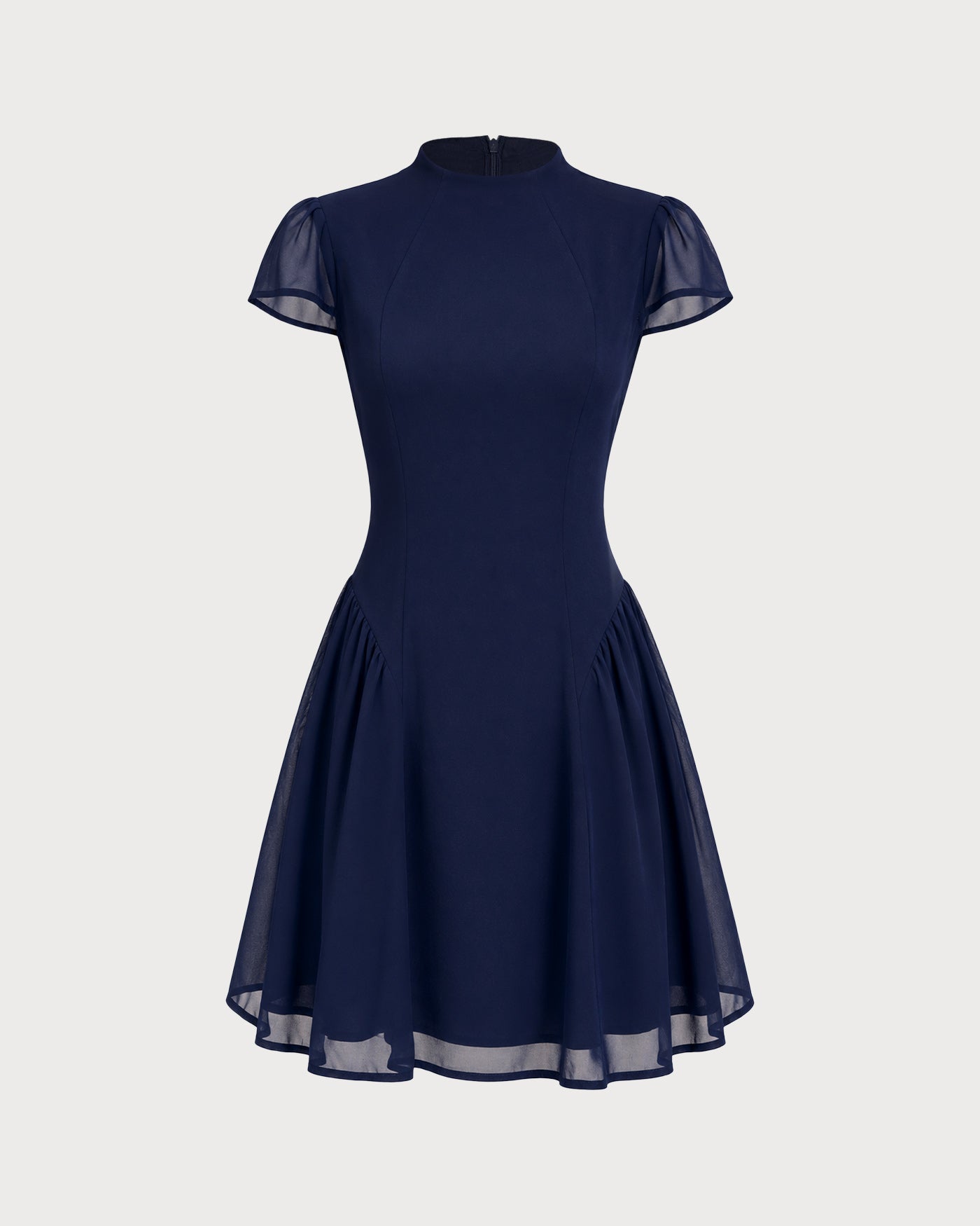 Ruched A-Line Mini Dress in Blue Turtle Print
