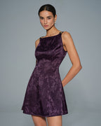 Floral Mini Dress in Purple with Sleeveless Design