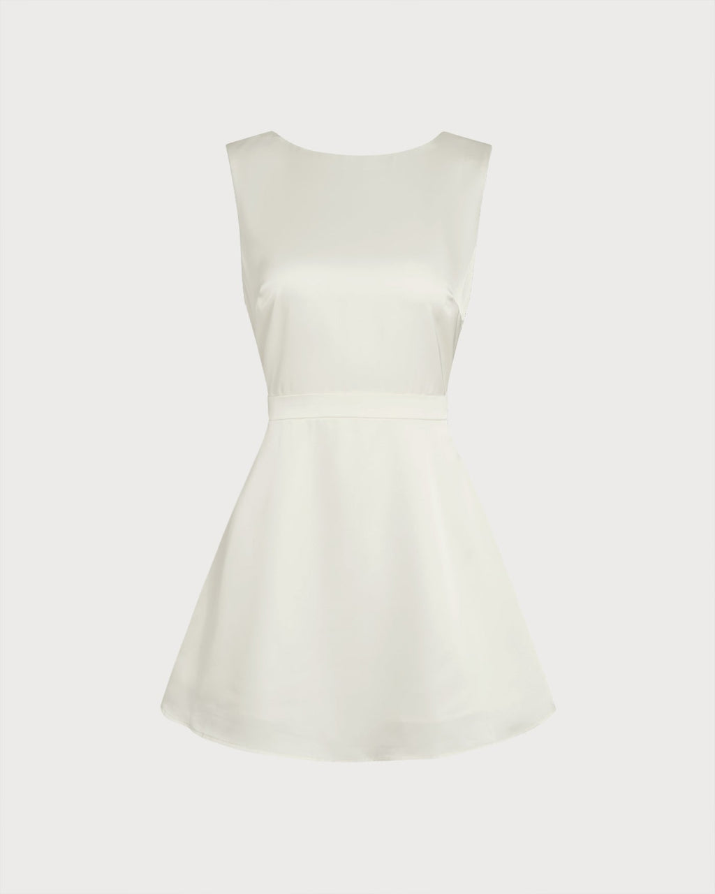 Pearl-Embellished Apricot Boat Neck Mini Dress