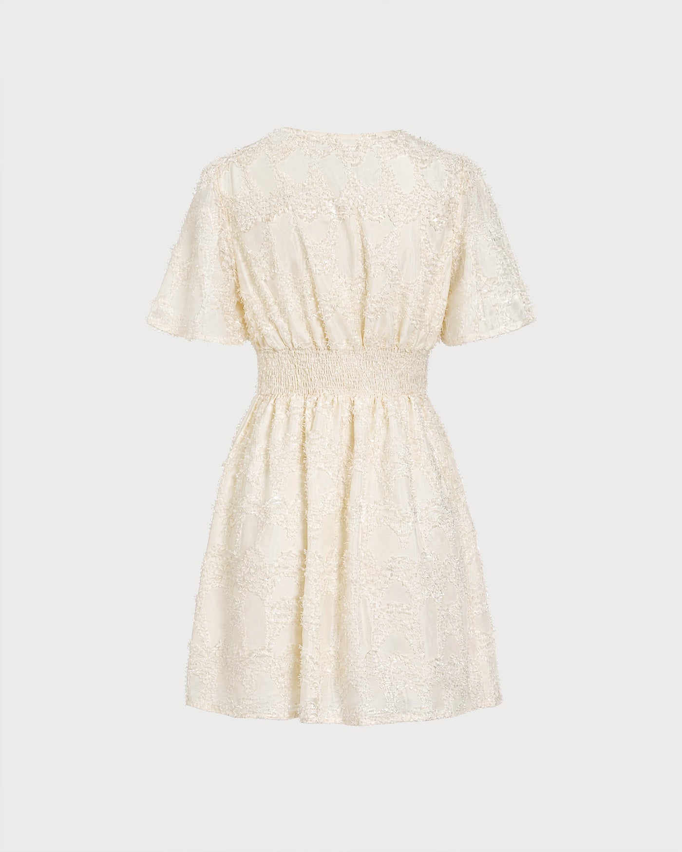 Textured Apricot V-Neck Mini Tunic Dress