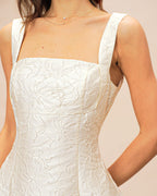Elegant White Jacquard Mini Dress