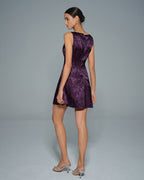Floral Mini Dress in Purple with Sleeveless Design