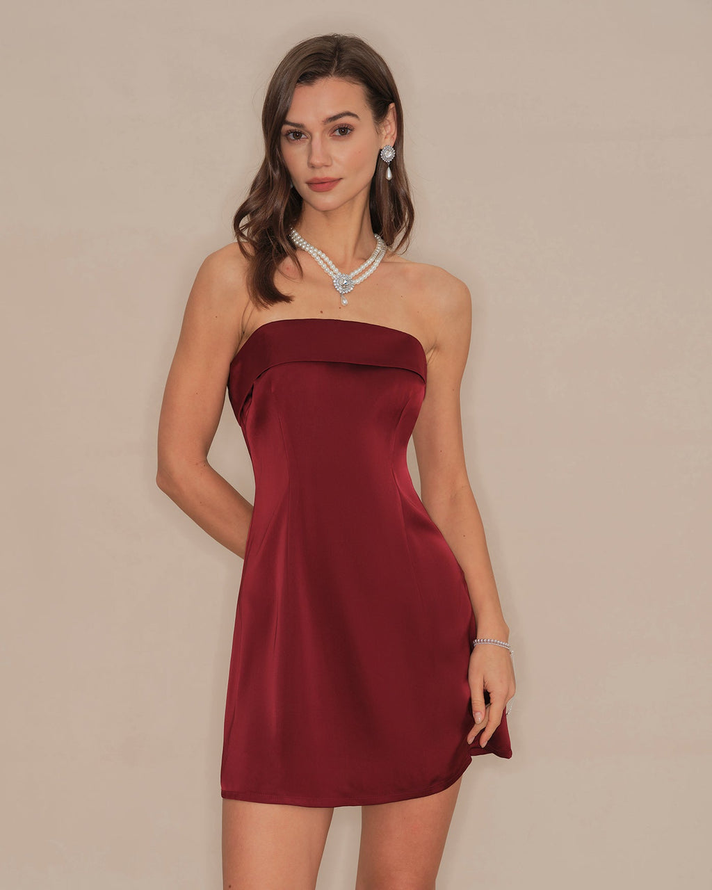 Red Strapless A-Line Short Dress