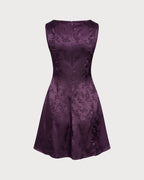 Floral Mini Dress in Purple with Sleeveless Design