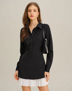 Black A-Line Mini Dress with Contrasting Details