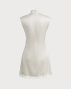 Apricot Lace Bodycon Mini Dress with Turtle Neck