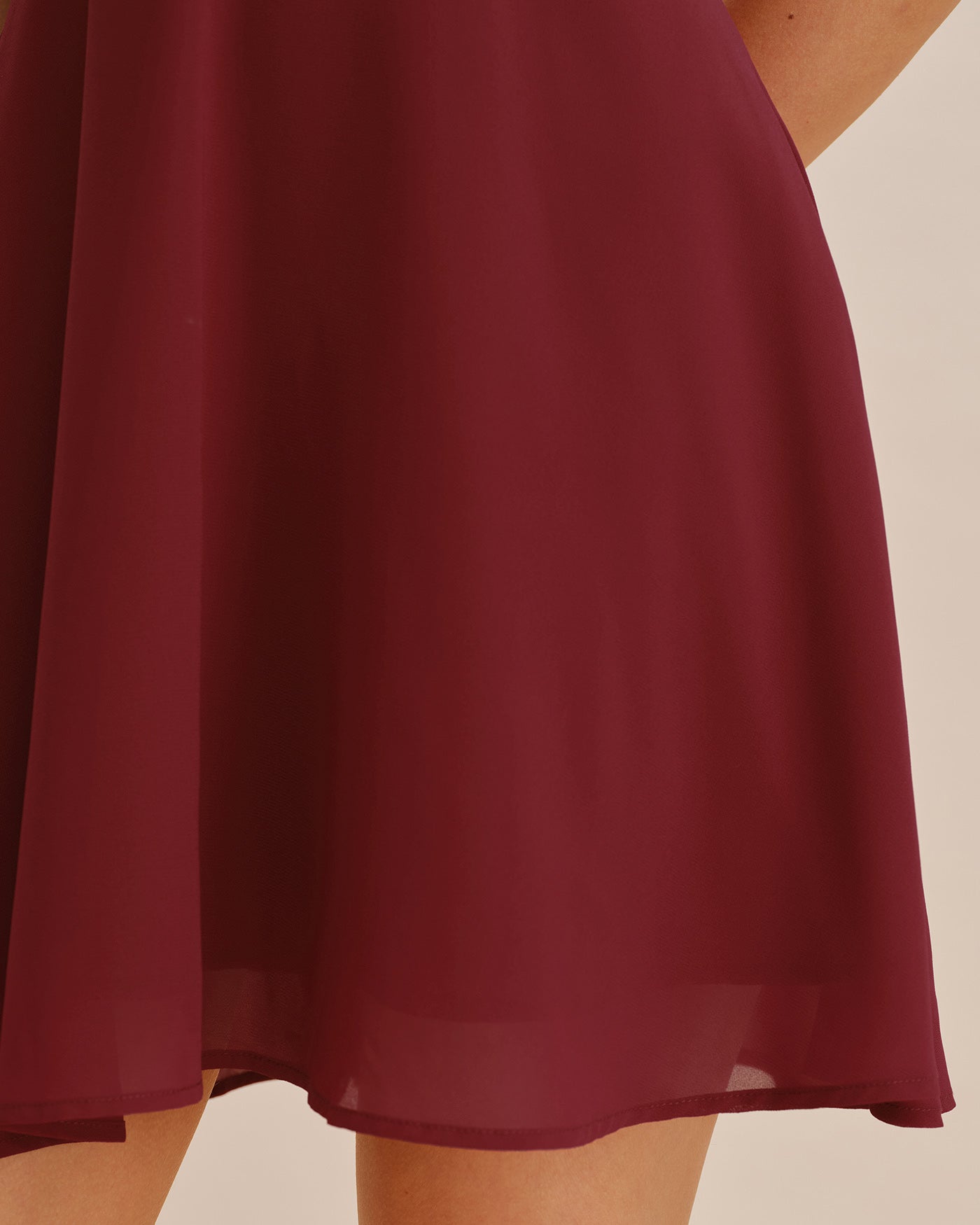 Red Mini Dress with V-Neck and Puffed Sleeves