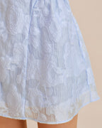 Jacquard Mini Dress with Blue Sweetheart Neckline
