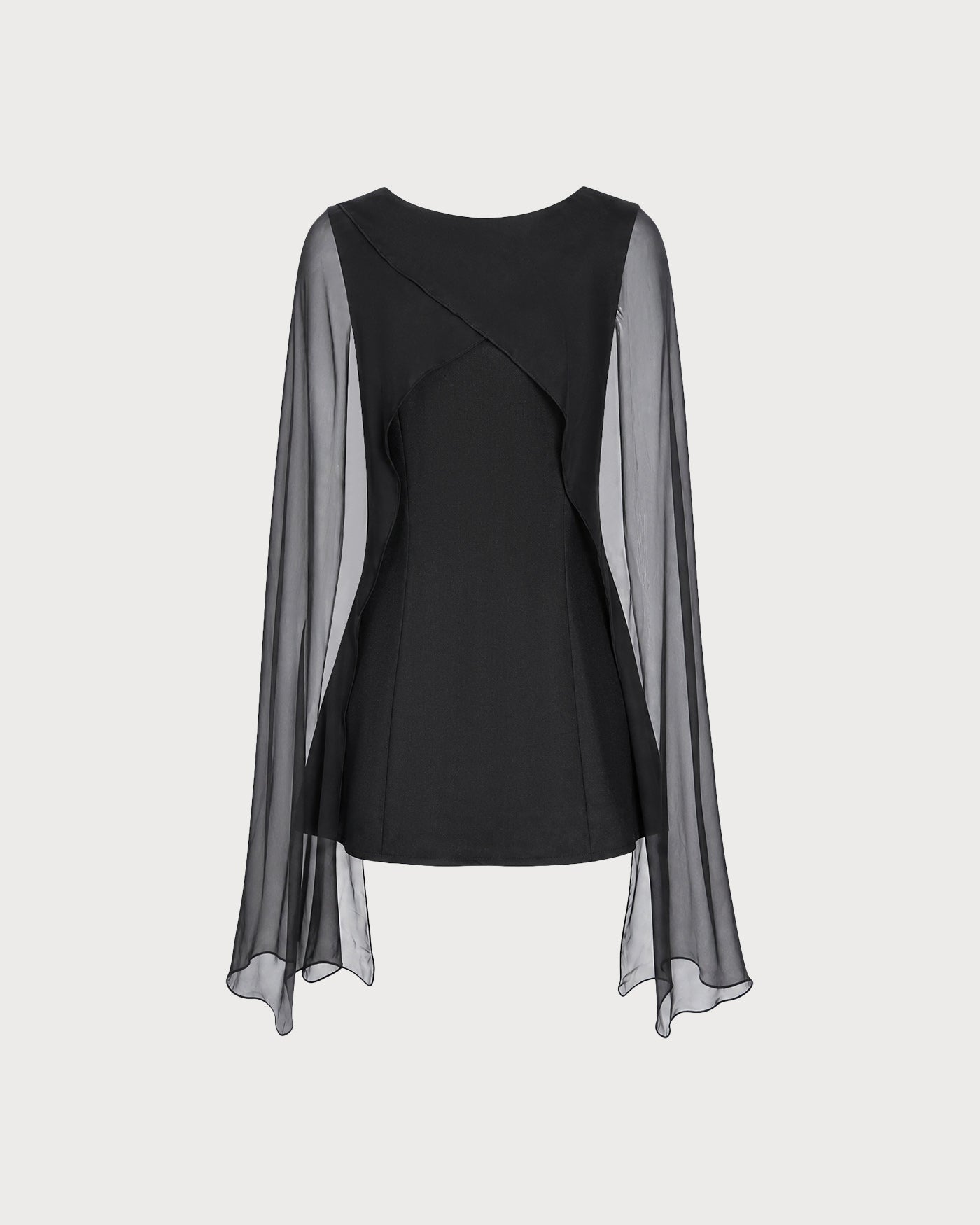 Flowy Mini Dress with Black Boat Neck