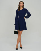 Backless A-Line Mini Dress in Blue Chiffon