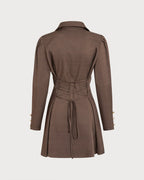 Brown Button-Up Mini Dress