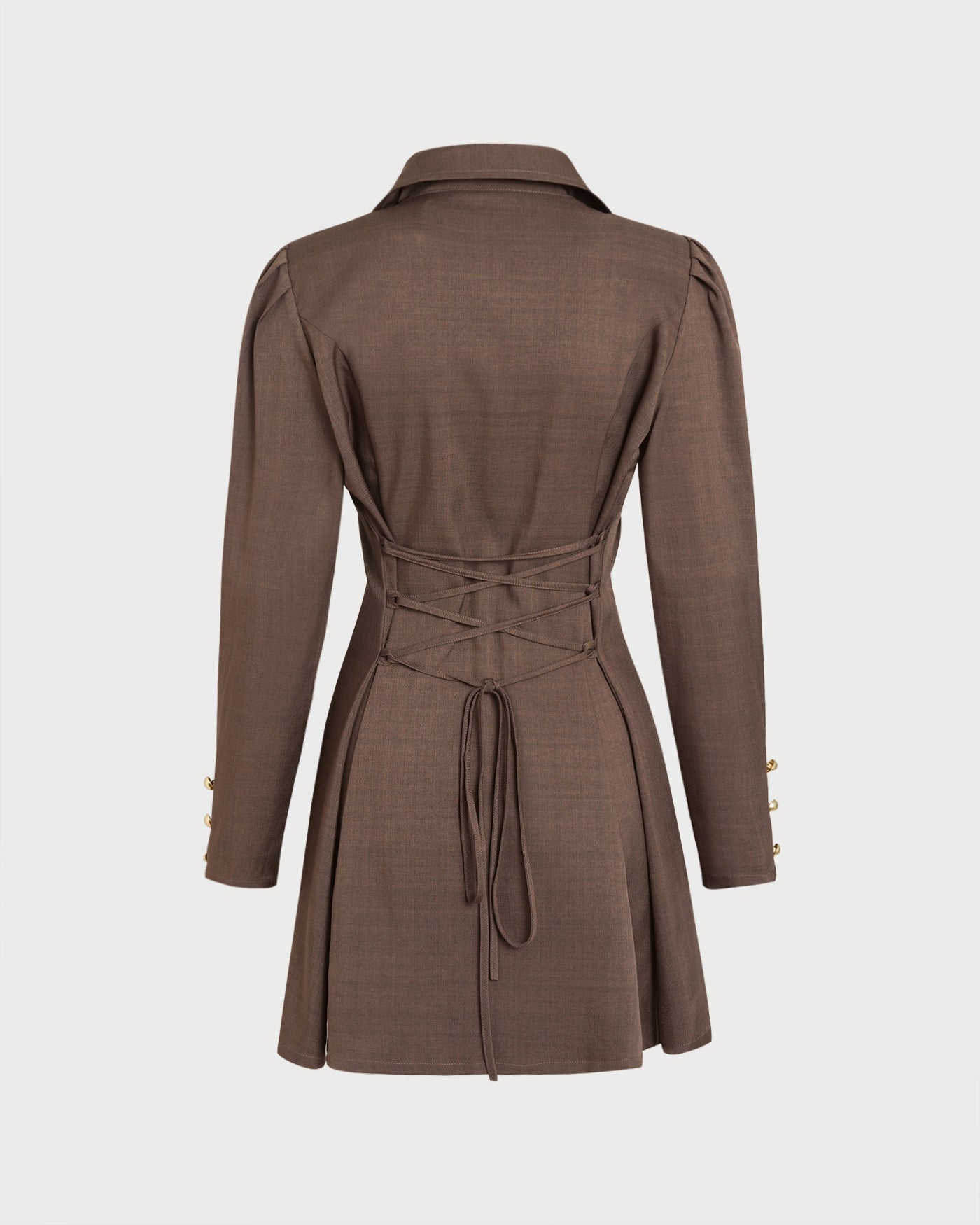 Brown Button-Up Mini Dress