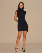 Blue Lace Tunic Mini Dress with Turtle Design