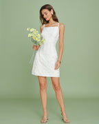 Textured White Slip Mini Dress