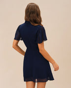 Mini Dress with Blue Butterfly Sleeves